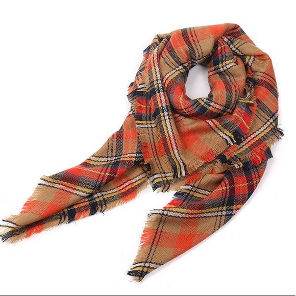 🎃 Pumpkin Spice🎃 Plaid Blanket Scarf - Picture 5 of 6